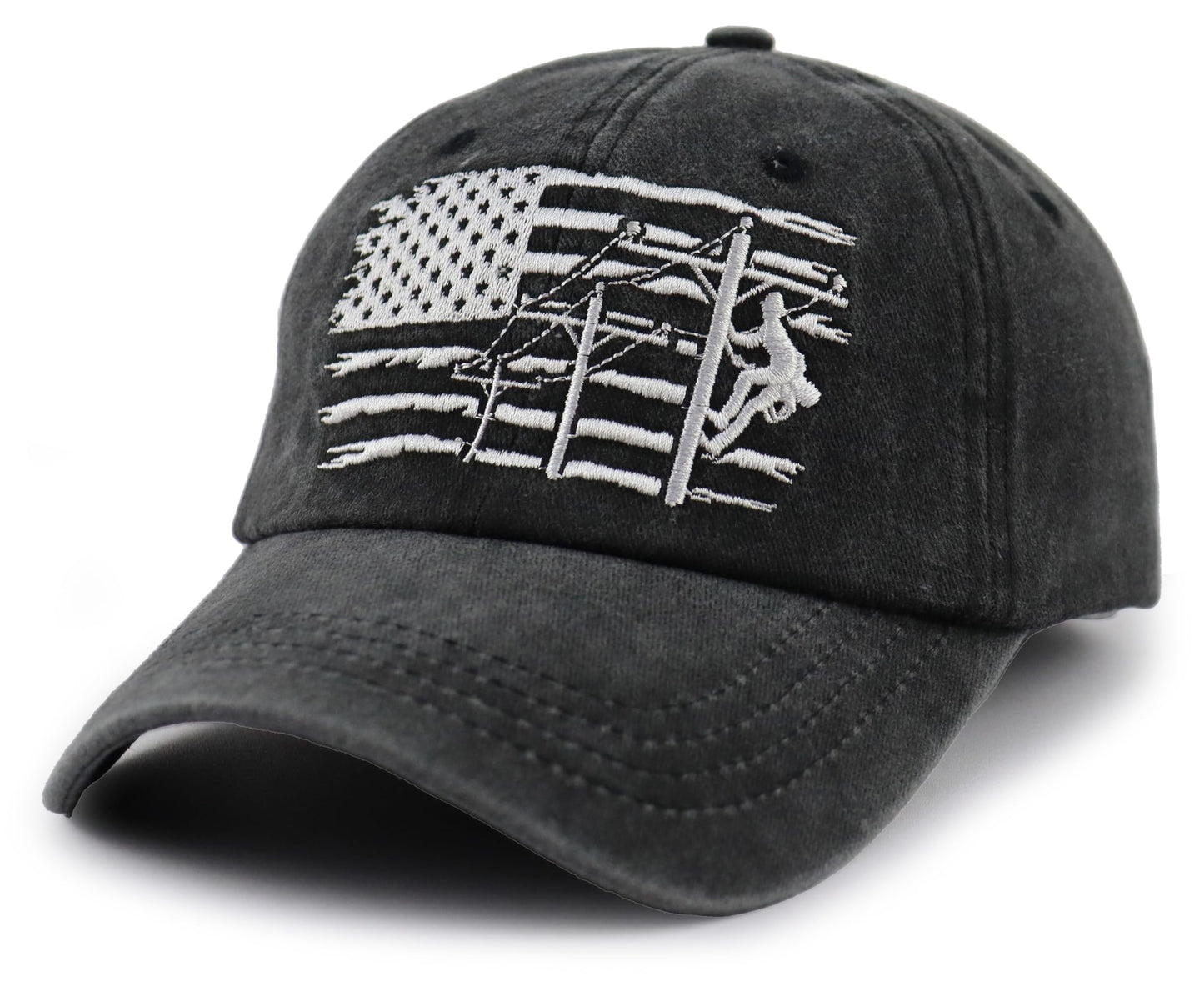 Lineman Gifts for Men, Adjustable Vintage Cotton Embroidered Electrician Dad Hat