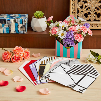 Elsjoy Set of 10 Florist Bouquet Envelope Boxes, 10 Styles Flower Bouquet Packaging Gift Paper Boxes for Wedding, Valentine's Day, Mother's Day