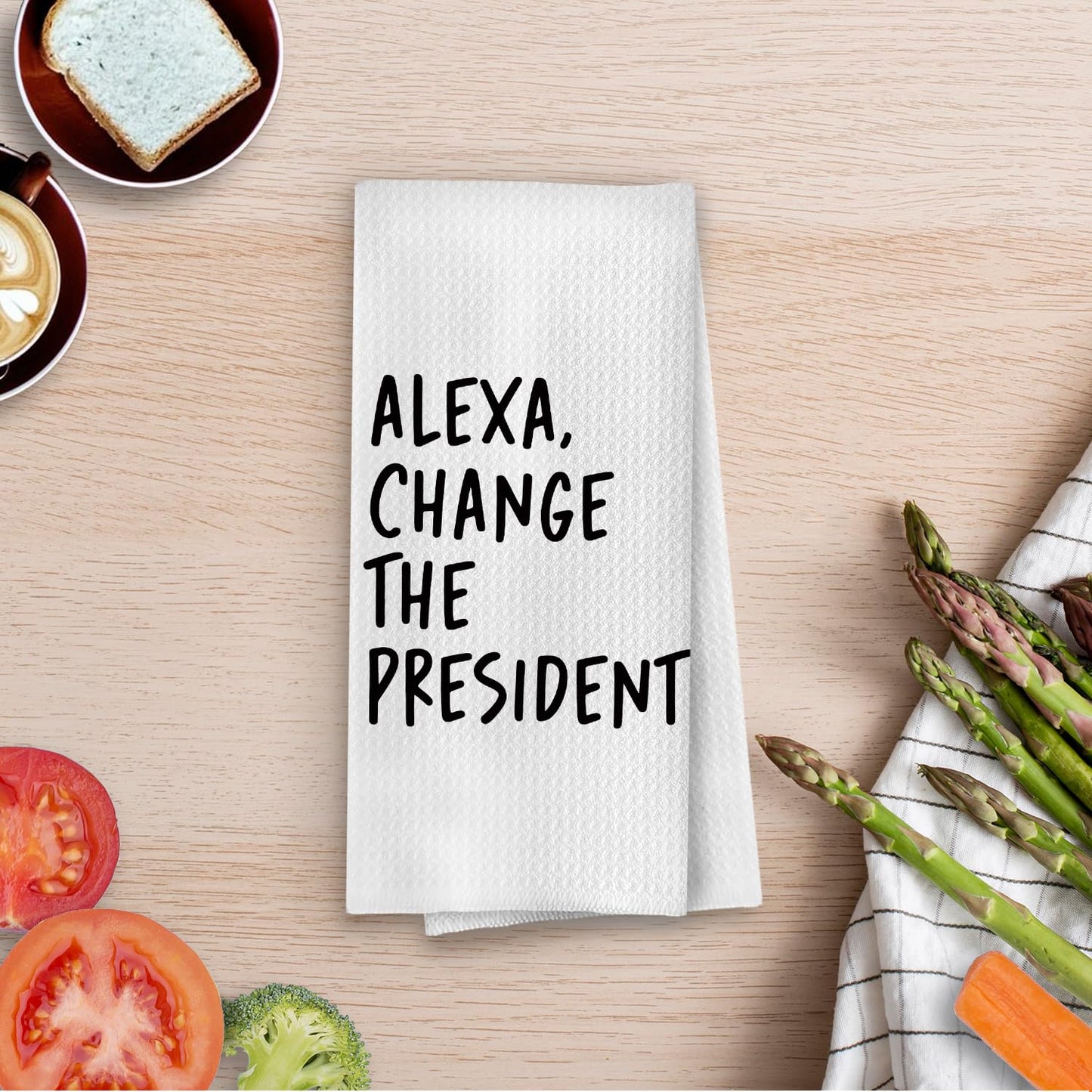 Funny Political Kitchen Towels - Change The President Waffle Weave Dish Towels, Funny Kitchen Bathroom Decor, House Warming Gifts, Changing Towel, 16×24 Inches