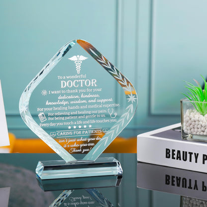 Movdyka Doctor Appreciation Gifts for Men Women Engraved Crystal Plaque Keepsakes Doctor Thank You Gift for Him Her Doctors Day Present Christmas Thanksgiving Birthday Retirement Best Dr. Decor