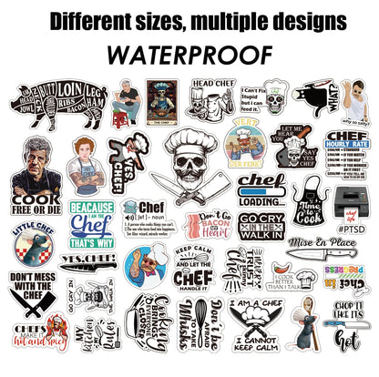 Funny Chef Stickers Pack | Waterproof Vinyl Decals for Water Bottles, Laptops,Car,Auto,Window | Ideal Chef Gifts Culinary School Supplies | Decorative Decals for Culinary Enthusiasts