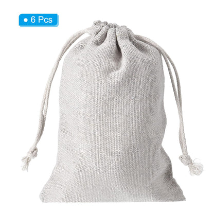 PATIKIL 6"x4" Coin Sacks Bag, 6Pcs Bank Coin Deposit Change Transit Canvas Money Bags with Drawstring Gift Sacks Style 1, White
