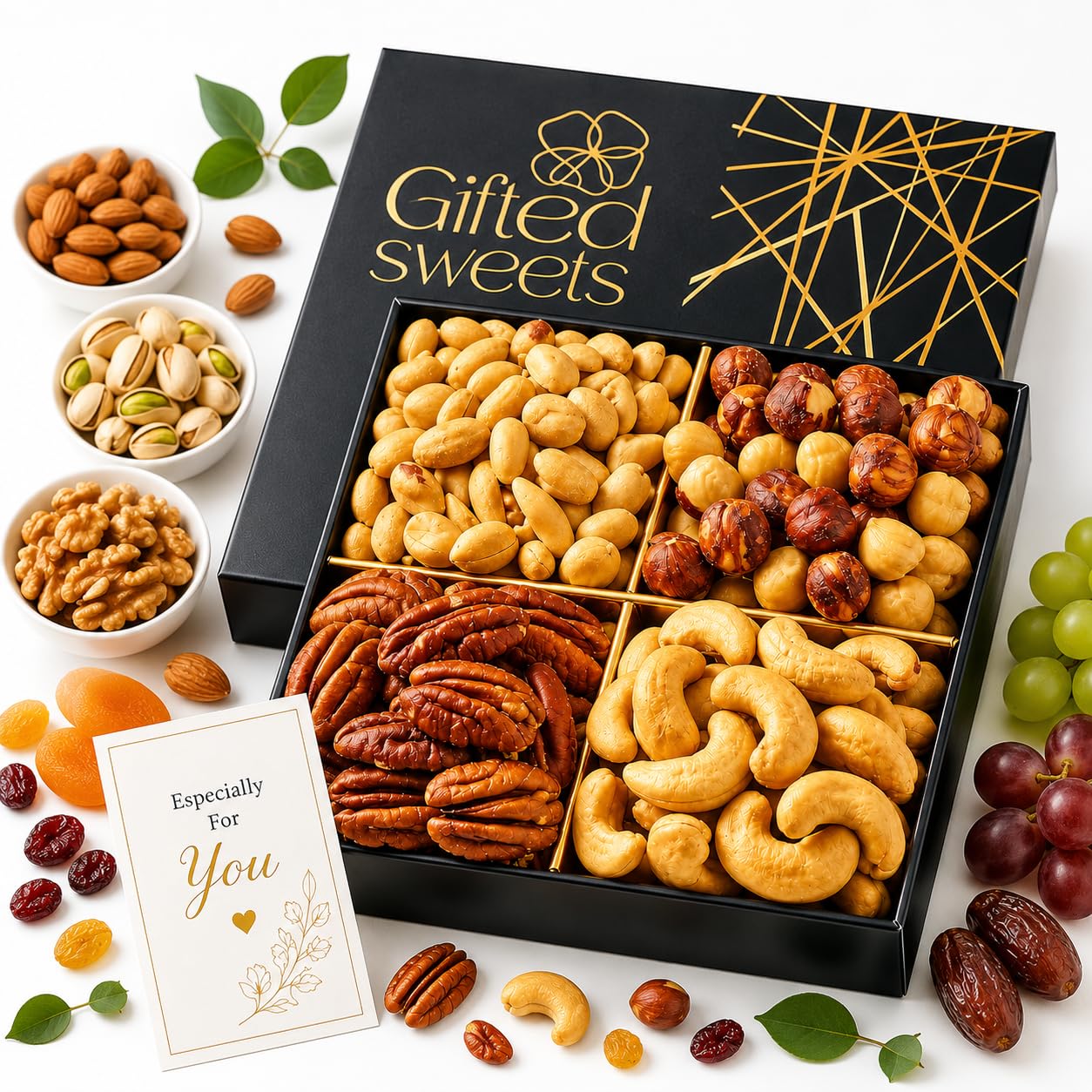 Fathers Day Nuts Gift Basket - 4 Varieties - Premium Assorted Tray - Gourmet Gifts for Birthday, House Warming, Care Package, Sympathy, Get Well, Employee Appreciation Gifts