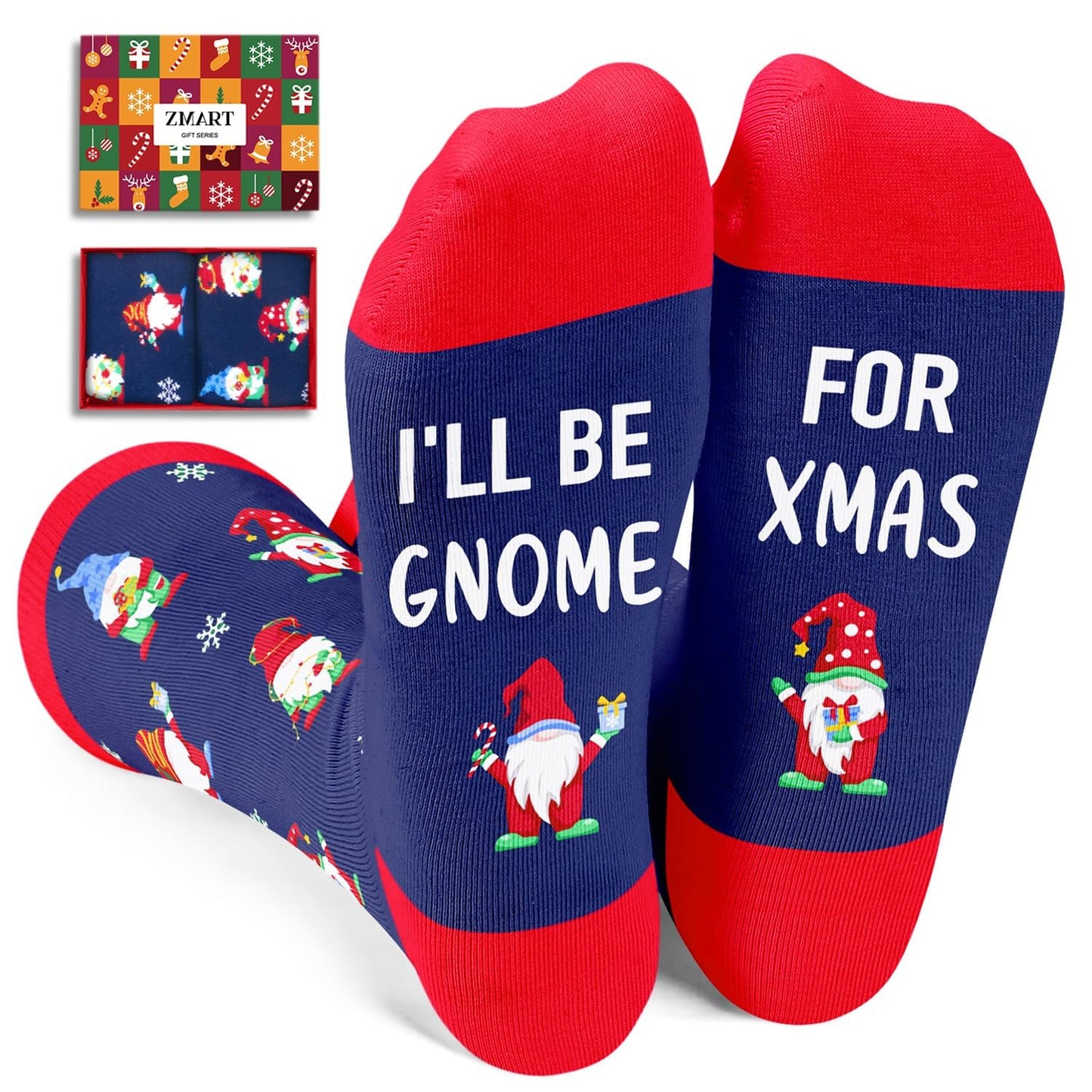 Zmart Christmas Socks Gift - Elf Gnome Snowman Socks for Teens, Christmas Stocking Stuffers