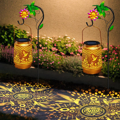 Mothers Day Gifts Solar Lanterns Outdoor Waterproof Hummingbird with Shepherd Hook,Hummingbird Garden Decor Birthday Gifts for Women Mom,Hanging Solar Lights Metal Bird Decorative for Yard,Patio,Porch