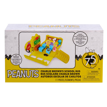 Peanuts Charlie Brown's Interactive School Bus Toy, 11-Pieces, Includes Charlie Brown, Sally, and Snoopy Figures, Toy for Fans, Boys, Girls, Kids, Ages 3 and Up, Kids Toys for Ages 3 Up by Just Play