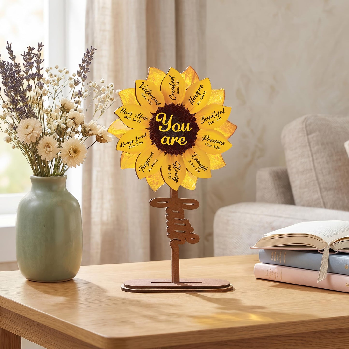 Christian Sunflower Gifts For Women, God Says You Are Sun Flower Mothers Day Gifts For Mom, Faith Based Teacher Appreciation, Spiritual Birthday Present For Coworker, Nurse, Unique Desk Decor Plaques