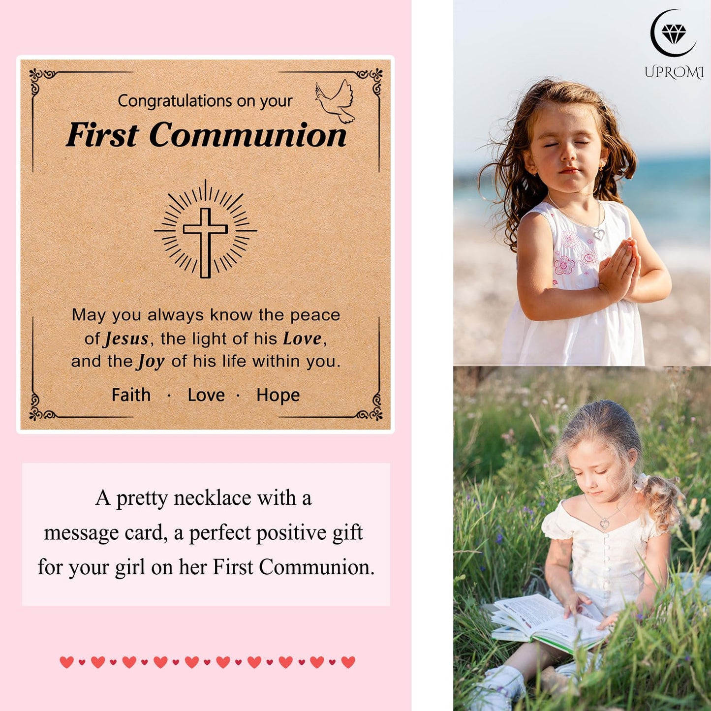 UPROMI Cross Necklace for Girls Back to School Gifts for Girls Baptism First Communion Confirmation Graduation Gifts