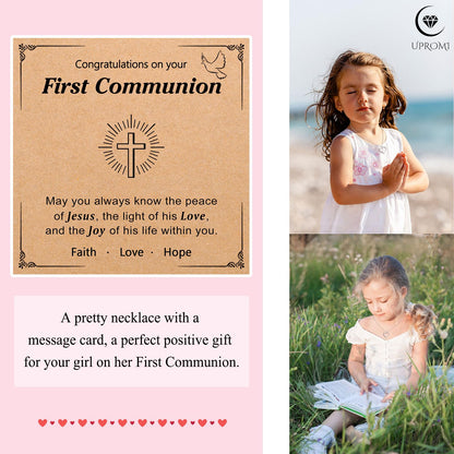 UPROMI Cross Necklace for Girls Back to School Gifts for Girls Baptism First Communion Confirmation Graduation Gifts
