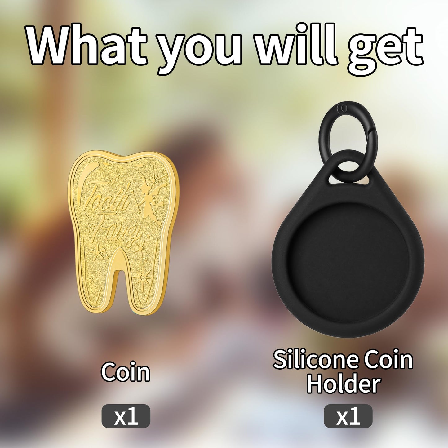 Tooth Fairy Coin, Tooth Shaped Lucky Coin Gift for Kids Boys Girls, Children's Tooth Changing Gift