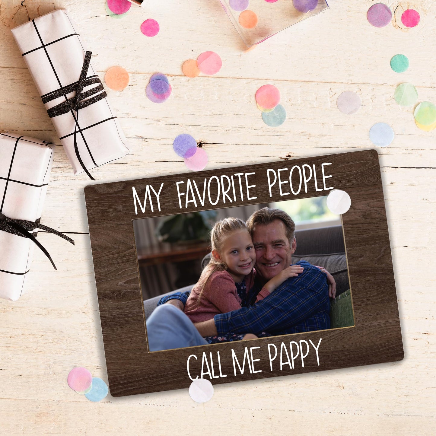 My Favorite People Call Me Pappy Picture Frame, Pappy Grandpa Gifts for Father's Day, Best Grandpa Gifts Photo Frame 4X6, Grandfather Wooden Photo Picture Frames for Desk Tabletop Decor