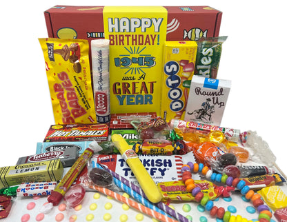 RETRO CANDY YUM ~ 81st Birthday Nostalgic Candy Gift Basket Box Assortment from Childhood Memories for Woman or Man Born 1945 jr