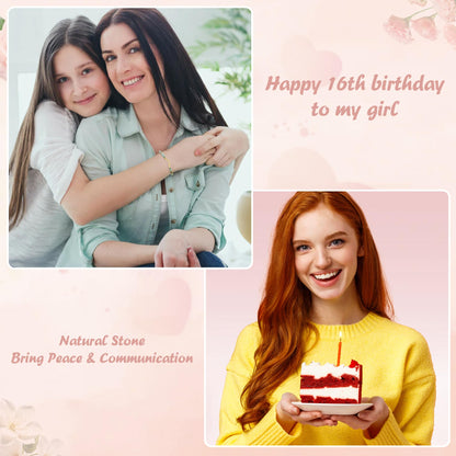 Sereney Birthday Gifts for Women, Graduation Gifts for Teen Girls Gifts Idea as Wave Bracelet as 13th 16th 18th 21st 40th 50th 60th Birthday Gifts for Girls Adjustable Natural Stone Bracelet