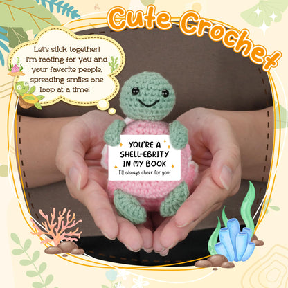 HEXMOZ Cheer Up, Encouragement, Appreciation, Congratulations Gift for Women Men Coworkers Friends - Emotional Support & Positive Gift for Birthday, Christmas - Handmade Collectible Turtle Peony Doll