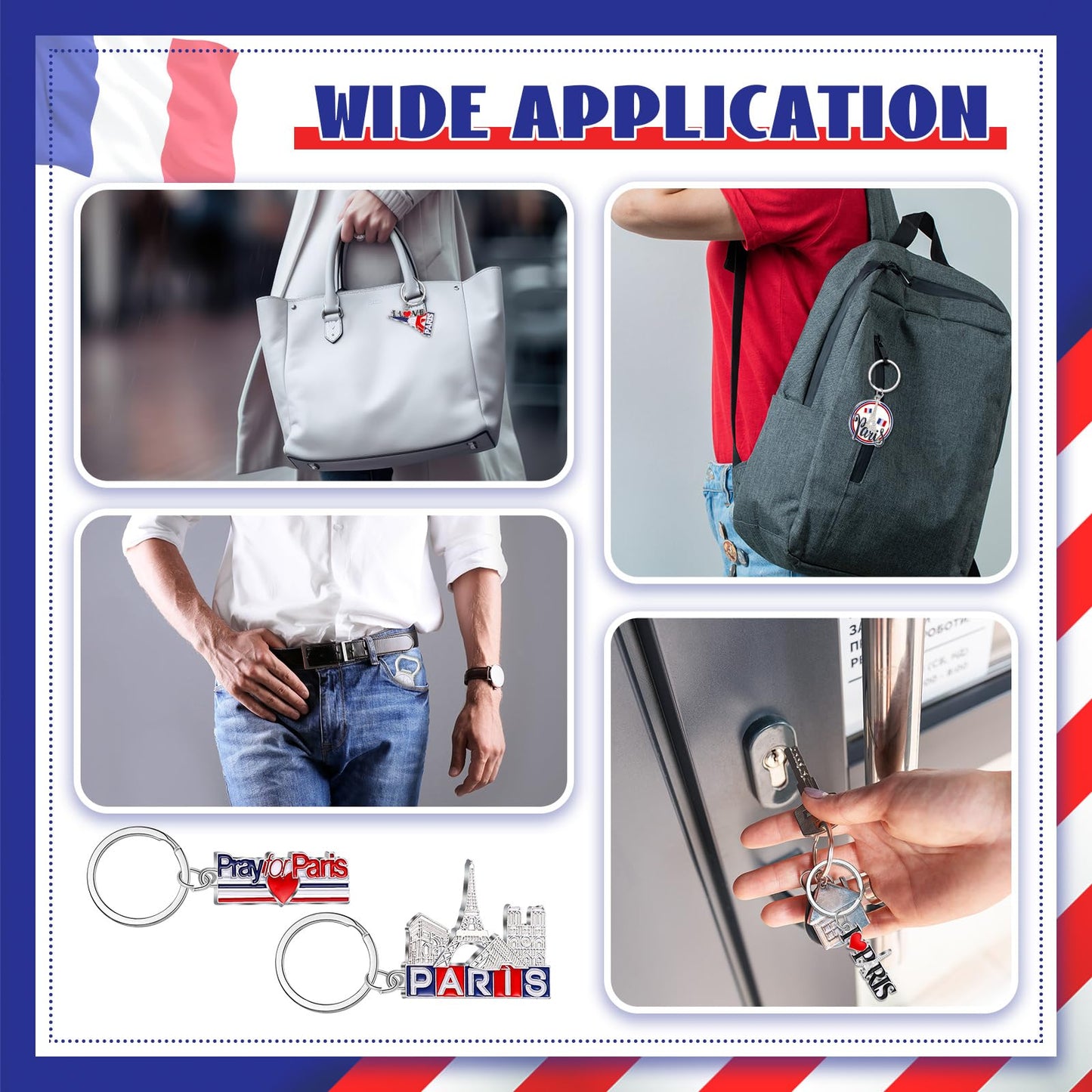 Landical Paris Souvenirs France Souvenir Gift Eiffel Tower Keychain Paris Travel Souvenirs Metal Key Rings for Party