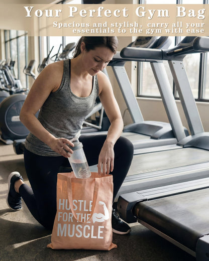 Sanwuta 8 Pcs Fitness Canvas Tote Bags for Women Workout Funny Reusable Shopping Bag with Zipper Inner Pocket Sports Lover Gym Gifts for Pilates Yoga Body Builder Bodybuilding Lovers Everyday Carry