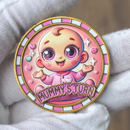 New Parent Decision Coin – Cute Baby ‘Daddy’s Turn’ & ‘Mummy’s Turn’ Coins for Baby Care Tasks – Creative Parenting Gift with Transparent Protective Case