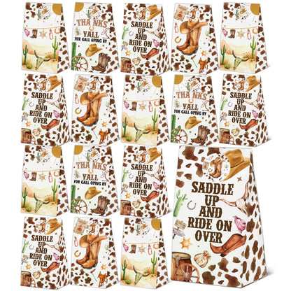 24 Pcs Western Cowboy Goodie Bags with Stickers,Western Cowboy Themed Birthday Favor Bags,Wild West Party Favor for Party Decoration Supplies