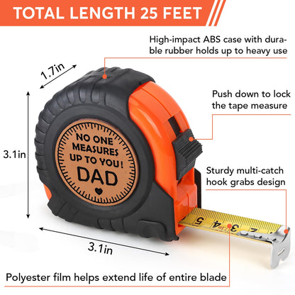 Fathers Day Dad Gifts from Daughter Son Wife, Dad Birthday Gifts, First Fathers Day for New Dad Daddy Useful Stuff, Best Dad Ever Gift, Father in Law Genuine Leather Engraved 25 FT Tape Measure Tools