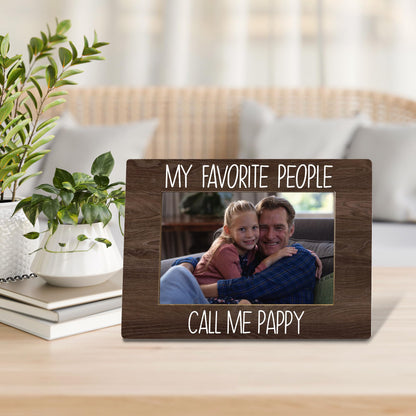 My Favorite People Call Me Pappy Picture Frame, Pappy Grandpa Gifts for Father's Day, Best Grandpa Gifts Photo Frame 4X6, Grandfather Wooden Photo Picture Frames for Desk Tabletop Decor