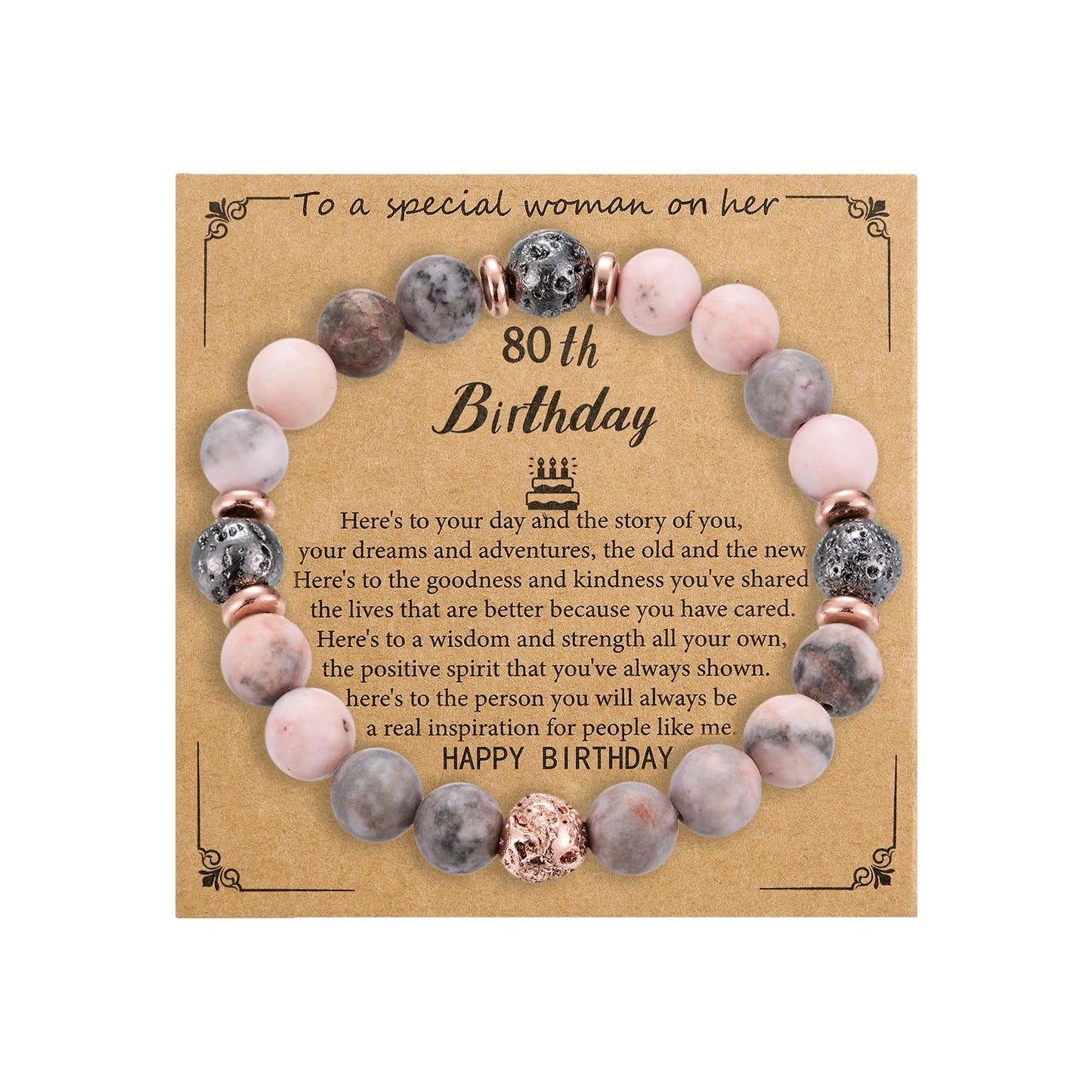 Sanyaa 30th 40th 50th 60th 65th 70th 75th 80th Birthday Gifts for Women Bracelets 50 60 65 70 Year Old Natural Stones Happy Birthday Bracelets for Women