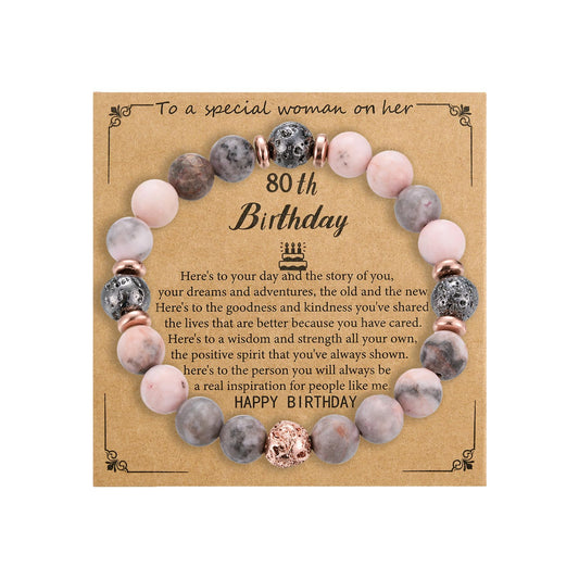 Sanyaa 30th 40th 50th 60th 65th 70th 75th 80th Birthday Gifts for Women Bracelets 50 60 65 70 Year Old Natural Stones Happy Birthday Bracelets for Women