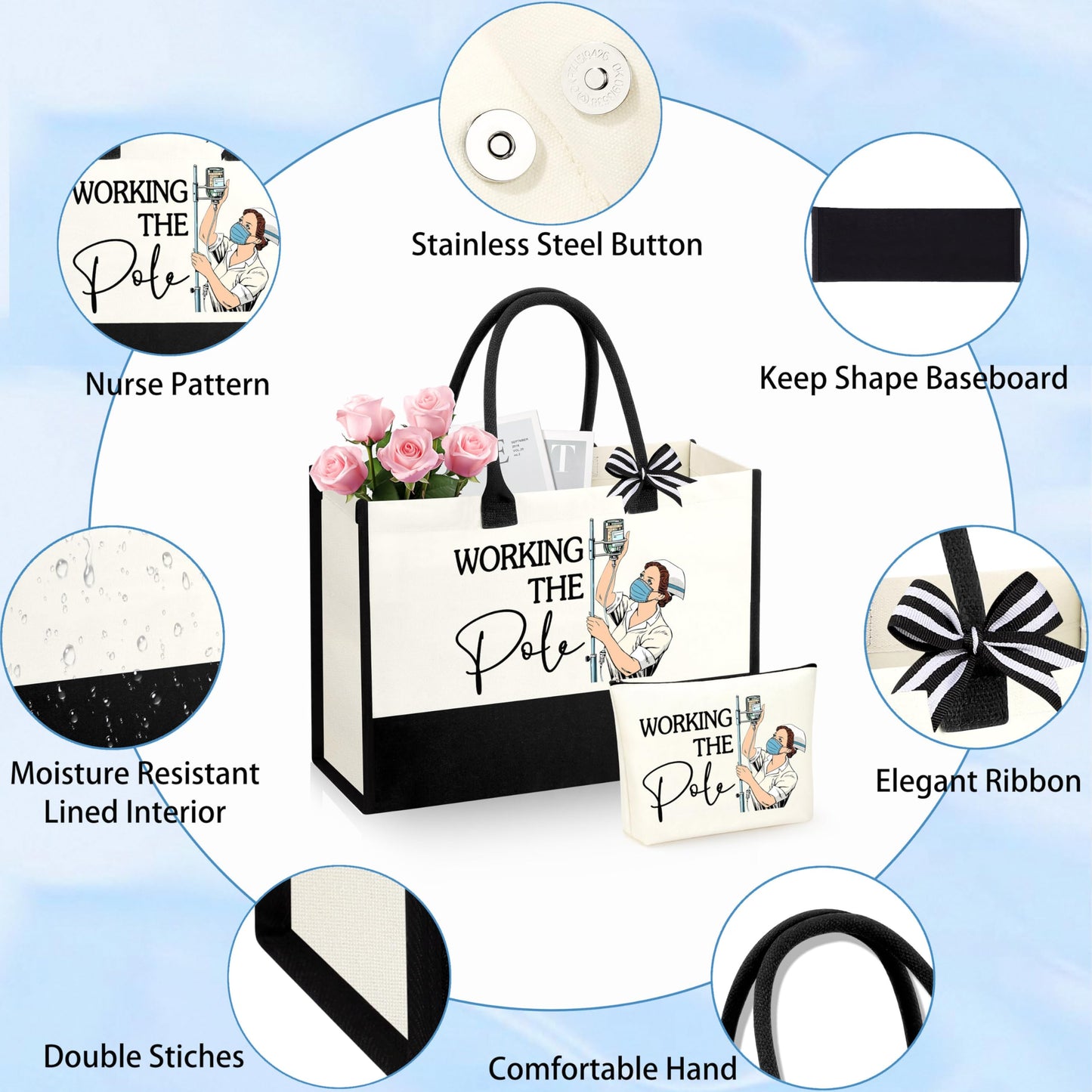 Nurse Gifts Nurses Week Gift Nurse Appreciation Gifts for Women Gift for Nurses Canvas Tote Bag Keychain