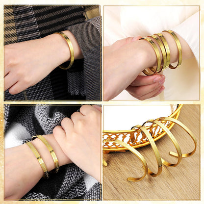 Ferreve 6/12/24 Sets Eid Al-adha Ayatul Kursi Bracelets Bulk Islamic Jewelry Gifts for Women Muslim Eid Mubarak Bracelets Arabic Calligraphy Cuff Gold Bangle with Box for Islamic Party Favor
