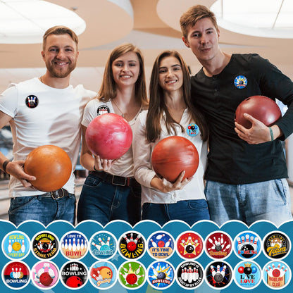 Huquary 80 Pcs Bowling Buttons Pins Funny Sport Graduation Gifts Brooch Lapel Pins for Jacket Backpacks Tote Bags Hats Bowling Lovers Souvenirs Accessories Gifts for Team Awards Prizes Women Men