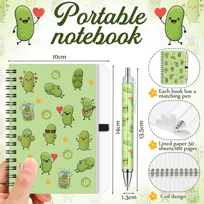 Gilprop 6 Pcs Pickle Gifts for Pickles Lovers Shopping Tote Bag Keychain Cosmetic Bag Sock Spiral Notebook Ballpoint Pen Just a Girl Who Loves Pickles Birthday Christmas Gift Pickle Gift Set for Women