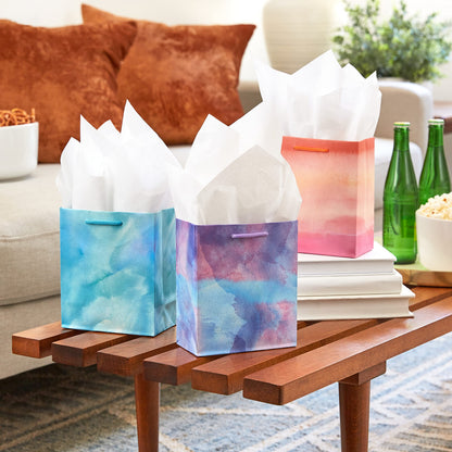 Hallmark 6" Small Easter Gift Bag Bundle (8 Bags, 4 Watercolor Tie-Dye Designs in Pink, Purple, Blue, Green) for Birthdays, Mother's Day, Teachers and More