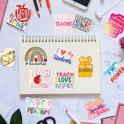 Fancy Land Teacher Stickers Vinyl Waterproof Teacher Appreciation Gifts for Laptop Water Bottle Back to School Supplies 100Pcs