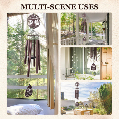SteadStyle 50th Anniversary Wind Chime, Happy 50th for Parents, Husband, Wife, Couples, Friends - Golden Anniversary Keepsake Tree of Life Wind Chime Large Size 37 in Garden Decor