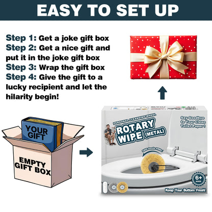 Prank Gift Box, Metal Rotary Wipe Empty Box, Funny Fake Present for Pranks, White Elephant Gift for Men, Husband, Dad, Brother, Boyfriend (1 Pack)