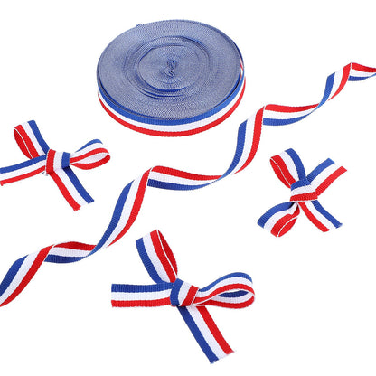 Tenare 100 Pcs Patriotic Gift Cellophane Bags Bulk Plastic Red White Blue American Favor Flag Cellophane Bags 4th of July Treat Goodie Candy Pouches with Ribbon for Veterans Party Favors