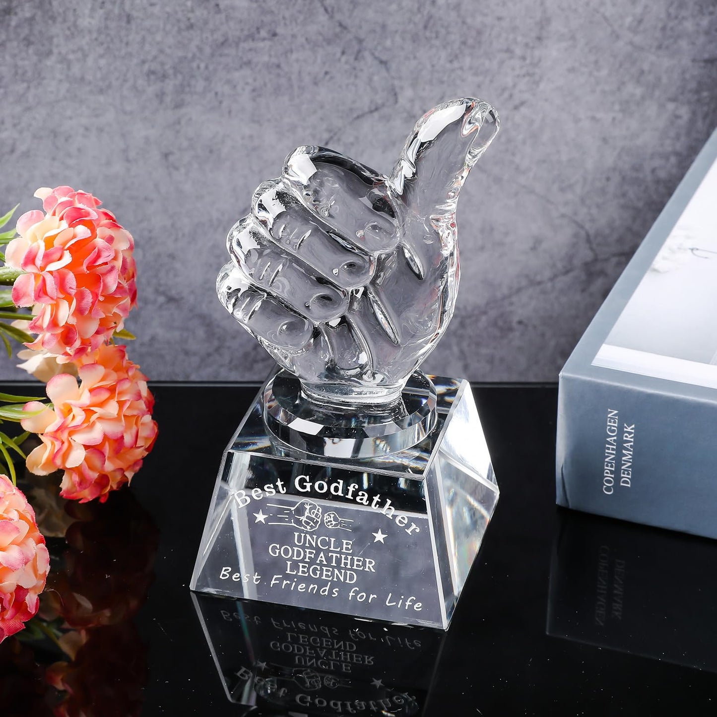 LONGWIN Godfather Gift Crystal Awards with Thumbs Up, Godfather Fathers Day, Birthday, Christmas, Thanks Giving Day Gifts from Godchild