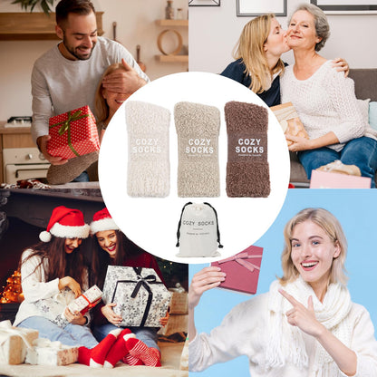 Cozy Socks for Women Gifts: 3 Pairs Luxe Cloud Fuzzy Socks for Home Sleep