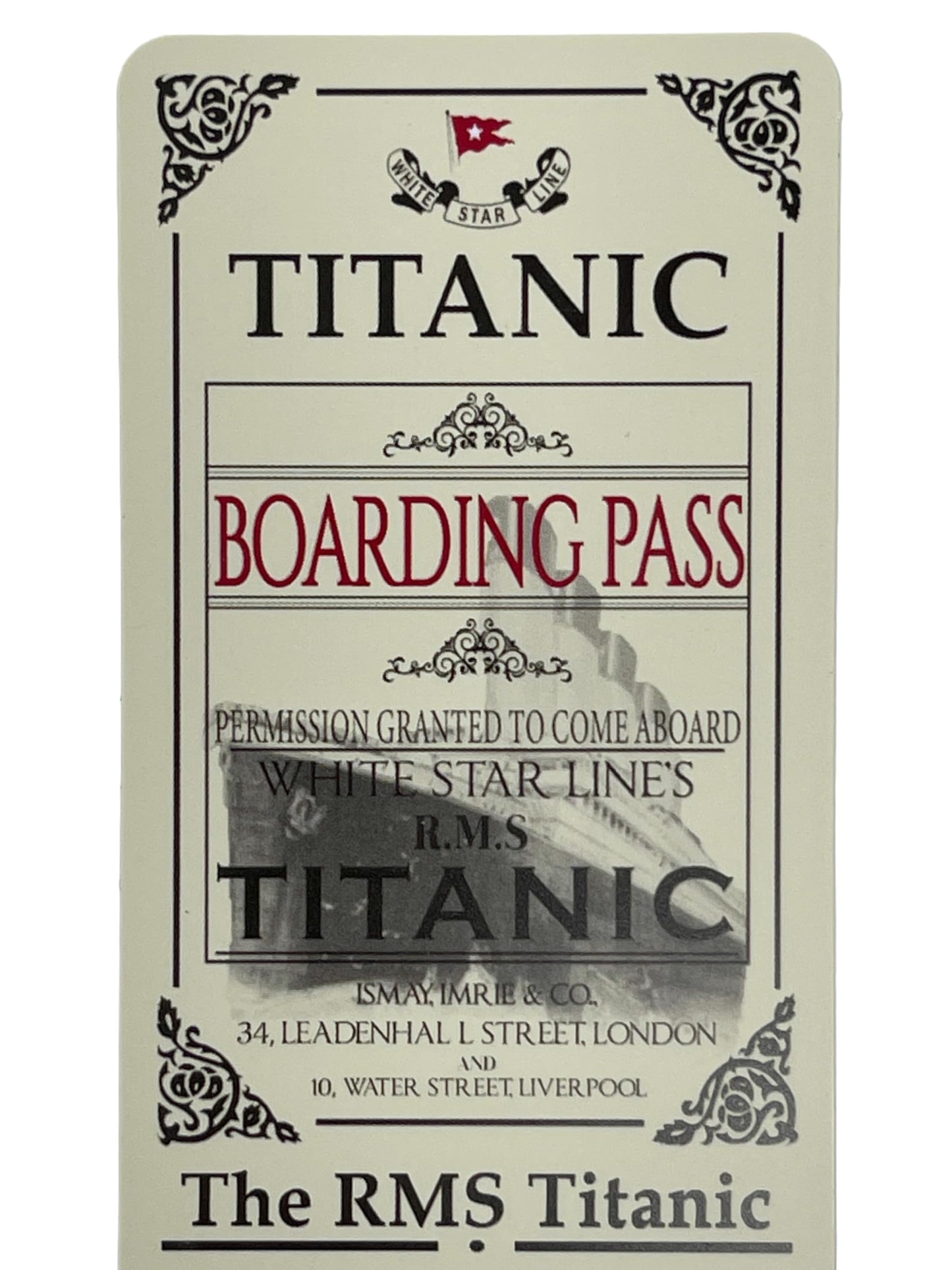 Titanic Bookmark Ticket Boarding Pass Merchandise RMS Titanic Gifts Memorabilia 5 Pack