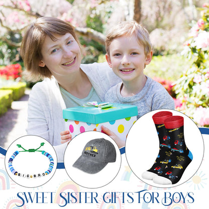 Skicuff 3 Pcs Big Brother Gifts for Boys Bracelet Baseball Caps and Sock for Birthday Gift