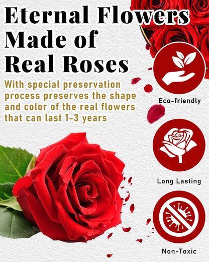 Changshunqi Forever Flowers Preserved Roses in a Box - 7 Preserved Flowers in a Box Last 2-3 Years, Rose Forever Birthday Flower Gifts for Women Her Wife Anniversary Mothers Rose Gift for Her