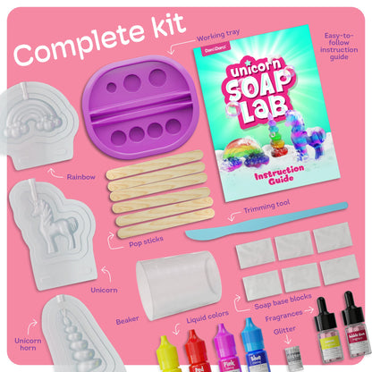 Dan&Darci Unicorn Soap Making Kit - Girls Crafts DIY Project Age 6+ Year Old Kids - Unicorn Girl Birthday Gifts - Science Activity Teenage Gift - Make Your Own Soap - Craft Toys Ages 6 7 8 9 10 11 12