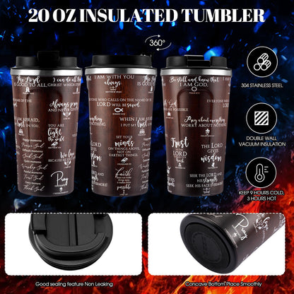Roshtia 3 Pcs Christian Gifts for Men God Father Appreciation Gifts Bible Faith 20oz Stainless Steel Tumbler with Lid Straw Religious Leather Toiletry Bag Keychain for Birthday Father Day Dad Husband