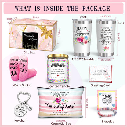 Retirement Gifts for Women 2026-Happy Retirement Gifts for Retirees，Teachers，Coworker，Nurses，Mom，Grandma，Unique Retired 20OZ Tumbler Gift Ideas for Coworkers Office & Family