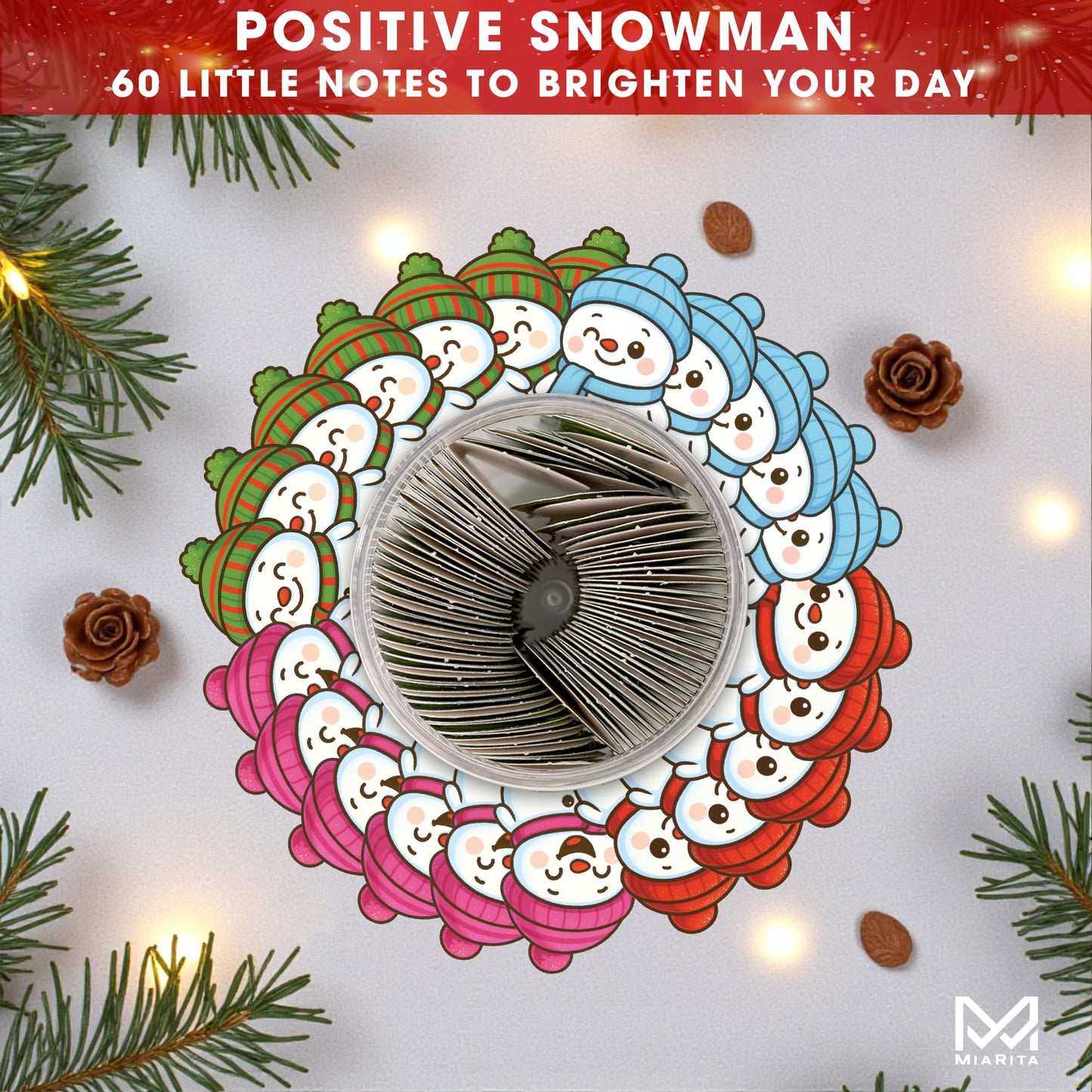 Positive Snowman Jar, 60 Affirmation Cards for Women, Men, Teens & Coworkers, Christmas White Elephant Gifts for Teens, Women - Men, Mom, Teacher, Sisters, Friends, Teen Girl Gifts Trendy Stuff