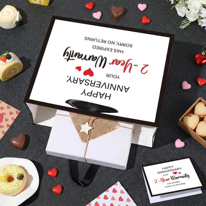 Anniversary 2 Year Gift Bag for Men Women Funny 2nd Anniversary Wedding Marriage Gift Bags with Wrapping Paper Card Second Anniversary Party Favors Decor Supplies Husband Wife Boyfriend Girlfriend