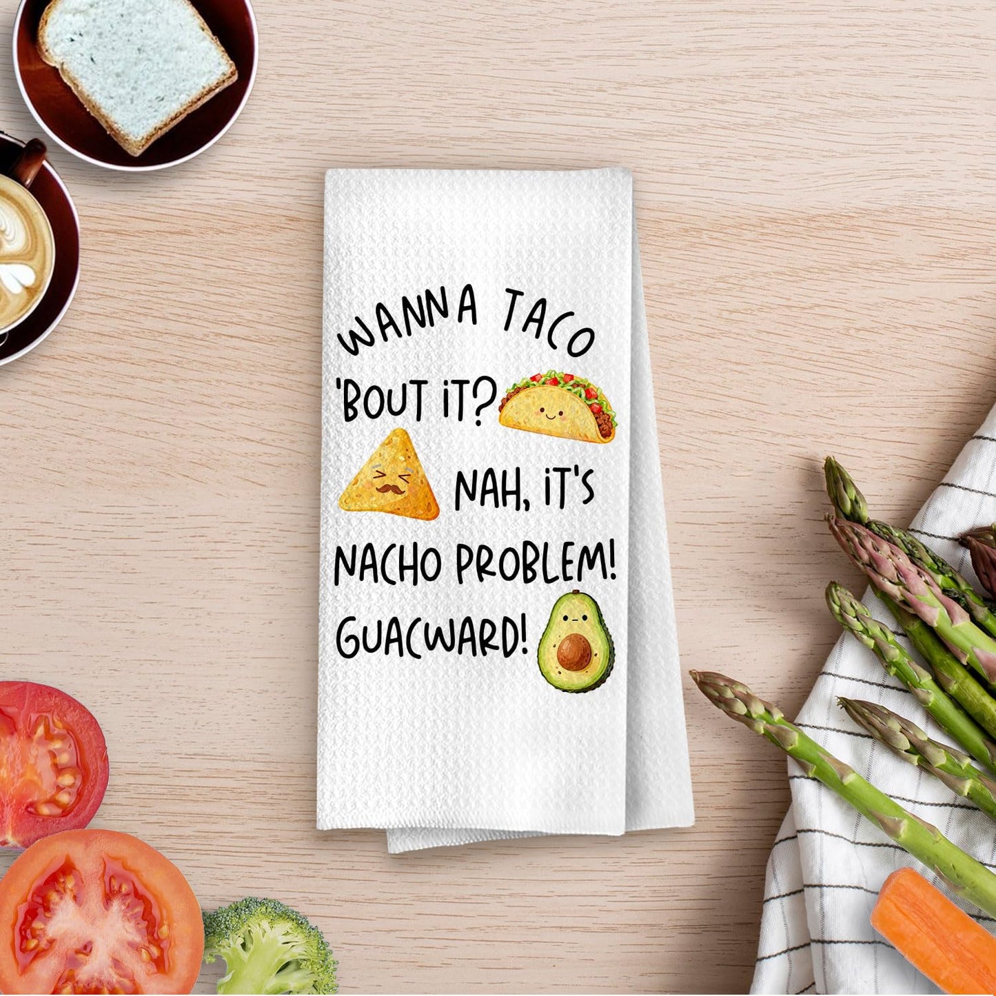 Mexican Gifts Kitchen Towels - Funny Mexican Gifts Decorative Waffle Dish Towels, Taco Themed Gift Hand Towel, Taco Tuesday Gift Tea Towel, 16×24 Inches