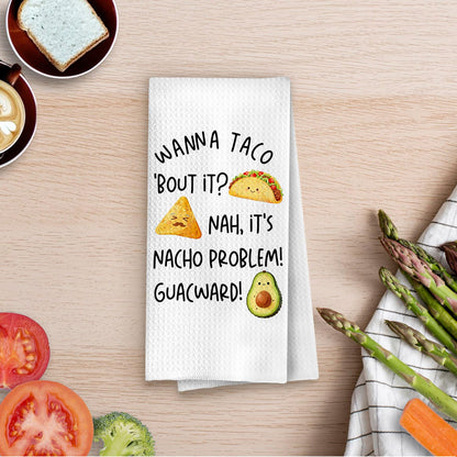 Mexican Gifts Kitchen Towels - Funny Mexican Gifts Decorative Waffle Dish Towels, Taco Themed Gift Hand Towel, Taco Tuesday Gift Tea Towel, 16×24 Inches