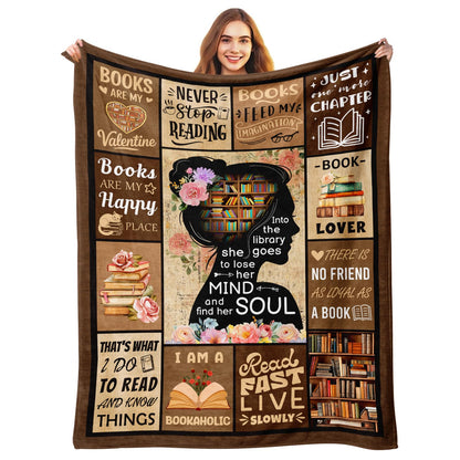 Book Lovers Gifts - Gifts for Book Lovers - Booklover Gift for Women - Bookworm Librarian Readers Booklover Bookish Reading Accessorie Blankets Present for Women Girls - Books Lover Blanket 50"X60"