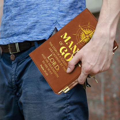 Fuyoooo 4 Pcs Pastors Appreciation Gifts Pastors Father's Day Christian Gifts Include Man of God Pastor Leather Journal Notebook Christian Pen Religious Compass with Gift Box for Church