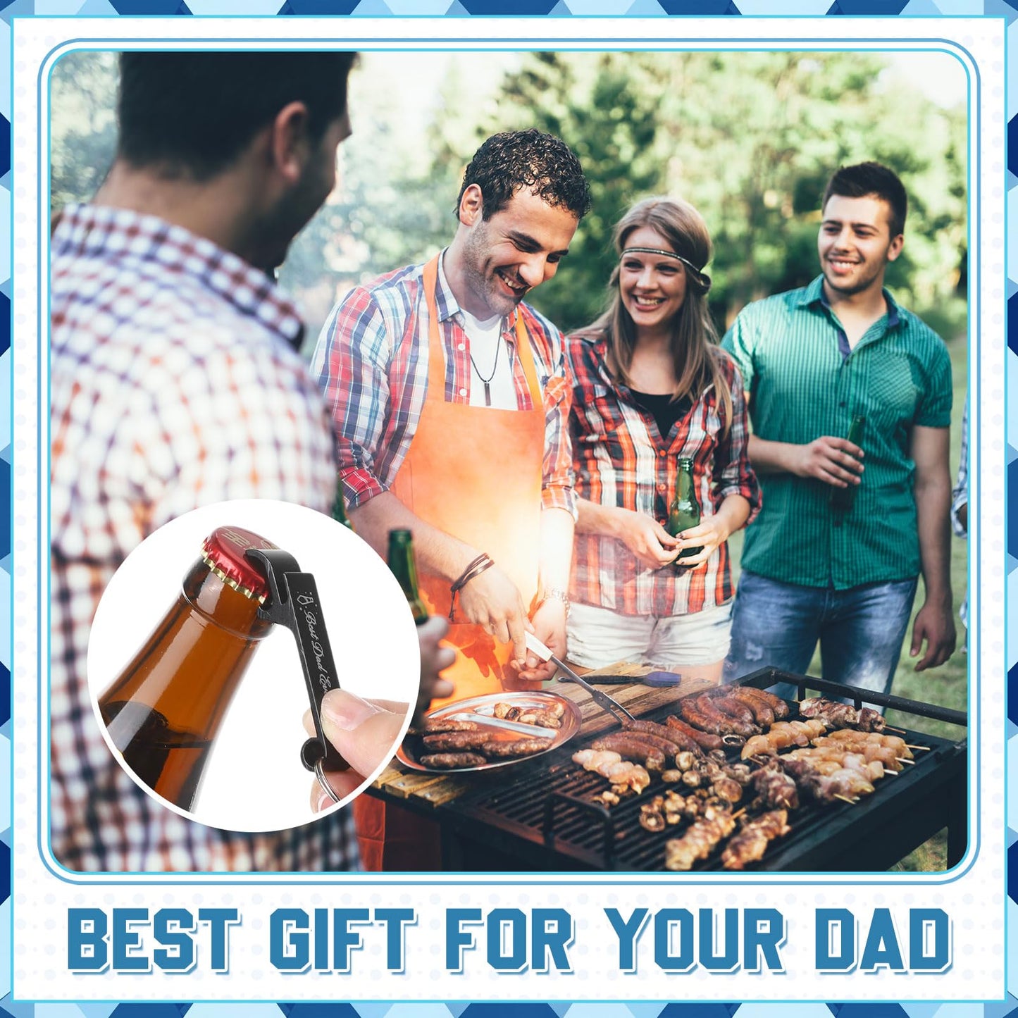 Funnymoom 30 Pcs Father's Day Party Favors Bulk Aluminum Bottle Opener with Keychains Best Dad Ever Wine Beer Opener Thank You Gifts for Happy Father's Day Dad Souvenirs Party Favors Supplies